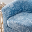 Maklaine Fully Upholstered Coastal Swivel Club Chair in Blue Seashell Pattern