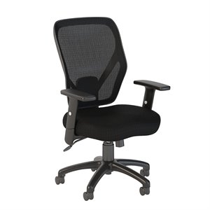 Maklaine Mesh Back Office Chair on Casters in Black - Fabric