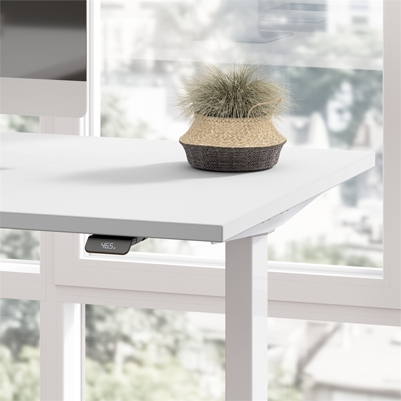 Maklaine Engineered Wood 60W Adjustable Standing Desk in White
