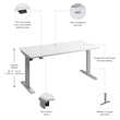 Maklaine Engineered Wood 60W Adjustable Standing Desk in White