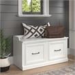 Maklaine Engineered Wood 40W Shoe Storage Bench with Doors in White Ash
