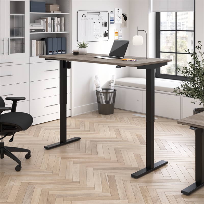 Maklaine Engineered Wood 60W Adjustable Standing Desk in Modern Hickory