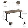 Maklaine Engineered Wood 60W Adjustable Standing Desk in Modern Hickory