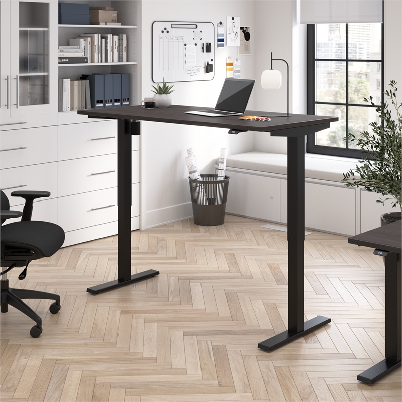 Maklaine Engineered Wood 60W Adjustable Standing Desk in Storm Gray