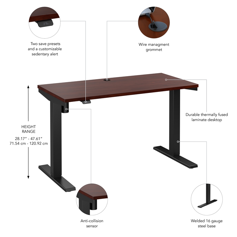 Maklaine Engineered Wood 48W Adjustable Standing Desk in Hansen Cherry