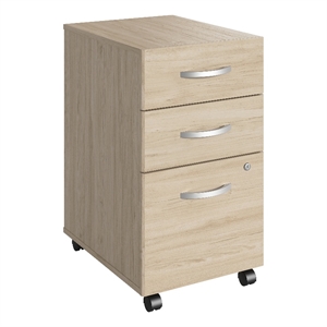 Maklaine Engineered Wood 3 Drawer Mobile File Cabinet in Natural Elm
