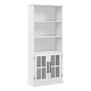 Maklaine Engineered Wood Transitional 5 Shelf Bookcase with Glass Doors