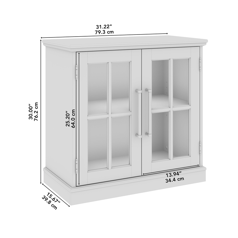 Maklaine Engineered Wood Transitional 32W Storage Cabinet with Glass Doors