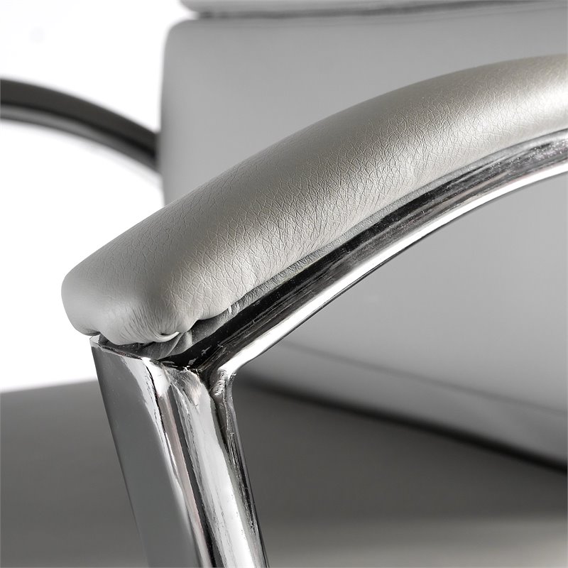 Maklaine High Back Contemporary Faux Leather Executive Office Chair in Gray