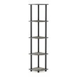 Maklaine Turn-N-Tube Wood 5 Tier Corner Display Rack in French Oak Gray/Black