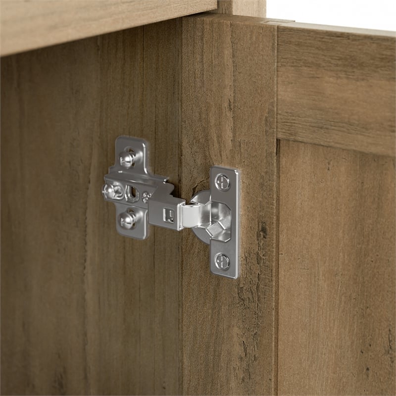 Maklaine Engineered Wood 60W L Shaped Desk with Storage in Reclaimed Pine