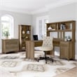 Maklaine Engineered Wood 60W L Shaped Desk with Storage in Reclaimed Pine