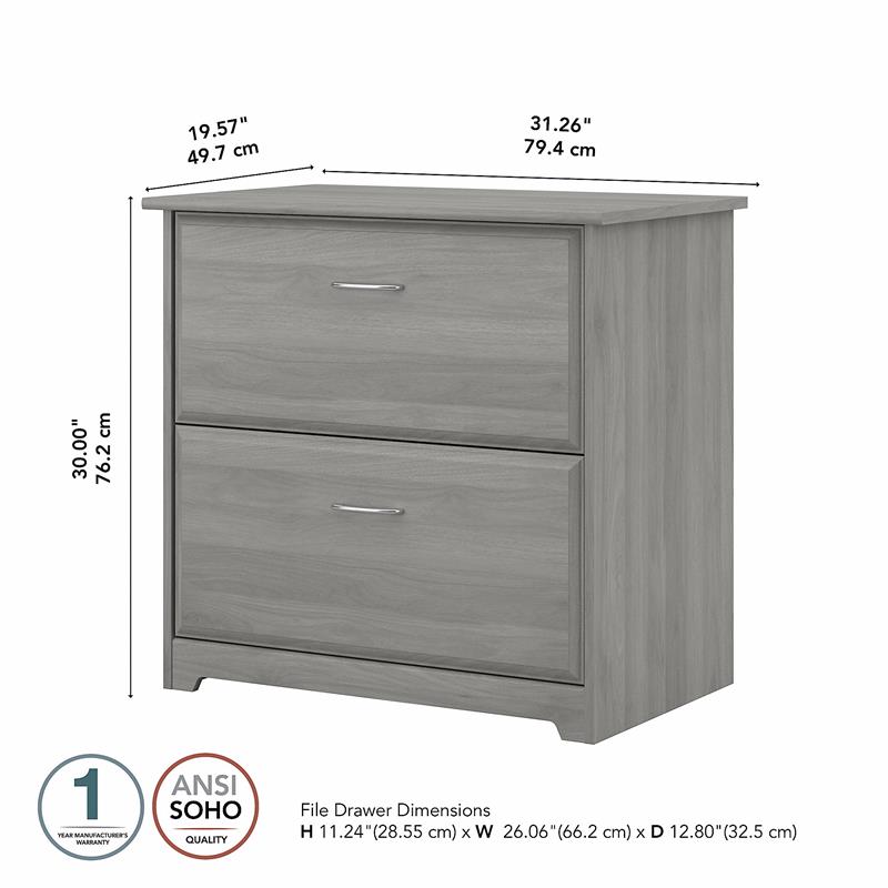 Maklaine Engineered Wood 2 Drawer Lateral File Cabinet in Modern Gray