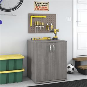 Maklaine Engineered Wood Garage Storage Cabinet with Doors in Platinum Gray