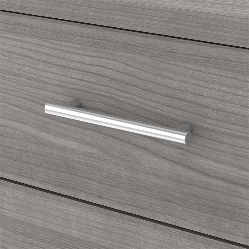 Maklaine Engineered Wood 72W Office Desk with Drawers in Platinum Gray