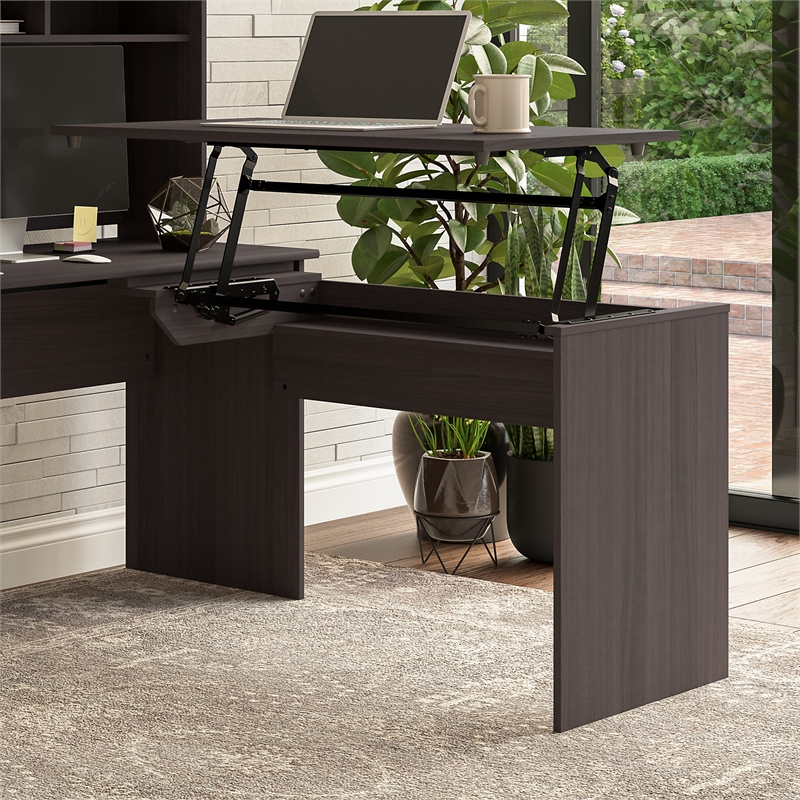 Maklaine Engineered Wood 3 Position Sit to Stand Desk Return in Heather Gray