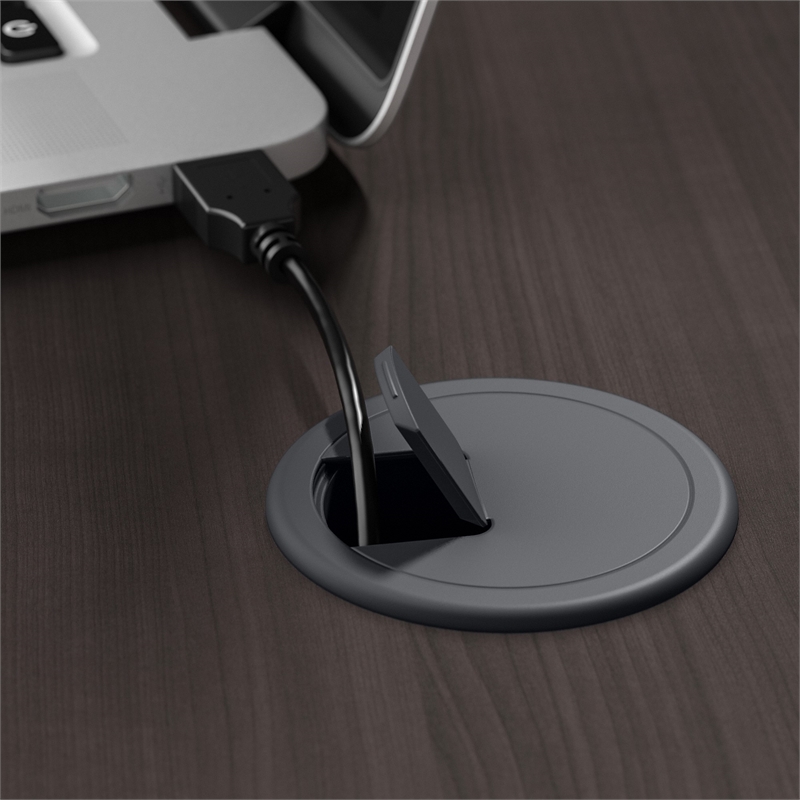 Maklaine Engineered Wood 3 Position Sit to Stand Desk Return in Heather Gray