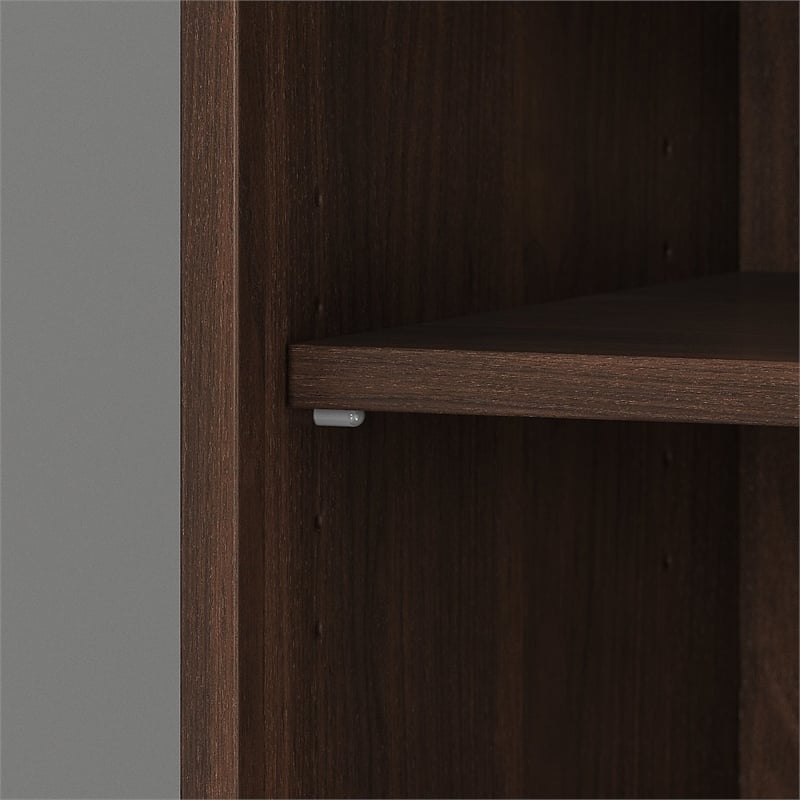Maklaine Engineered Wood Tall 5 Shelf Bookcase in Black Walnut