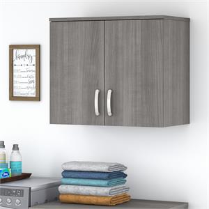 Maklaine Engineered Wood Laundry Room Wall Cabinet with Doors in Platinum Gray