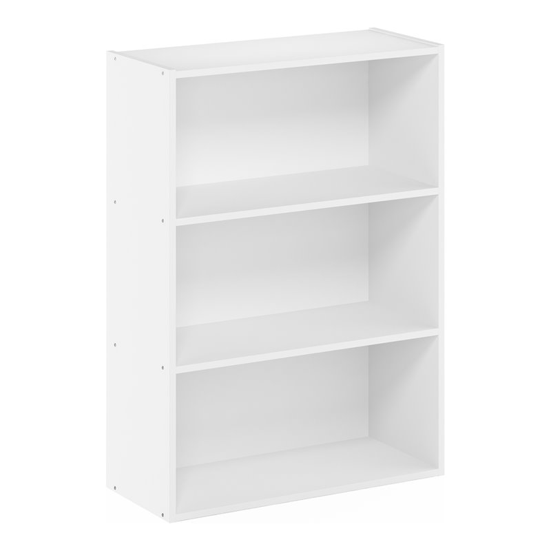 Maklaine Contemporary Engineered Wood 3-Tier Open Shelf in Plain White