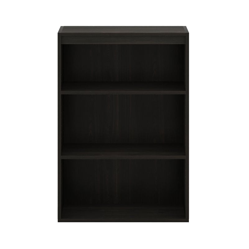 Maklaine Contemporary Engineered Wood 3-Tier Open Shelf in Espresso