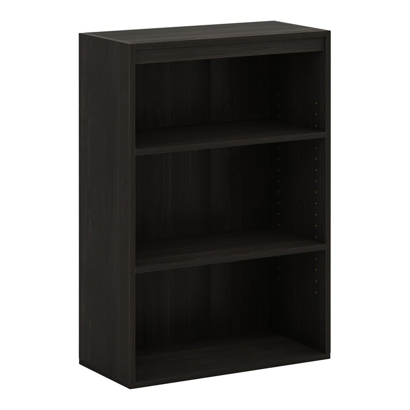 Maklaine Contemporary Engineered Wood 3-Tier Open Shelf in Espresso