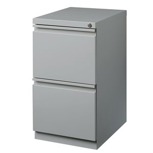 Maklaine 20&quotD Metal Silver Mobile Pedestal 2-Drawer Filing Cabinet File/File