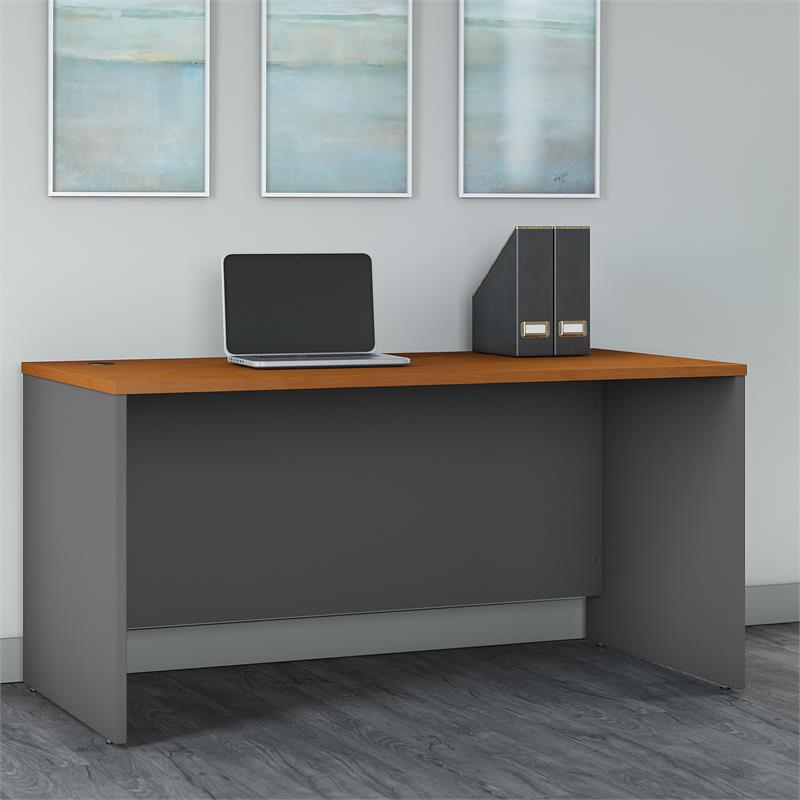 Maklaine Engineered Wood 60W x 30D Office Desk in Natural Cherry
