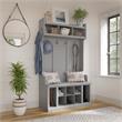 Maklaine Engineered Wood 40W Hall Tree and Shoe Bench with Shelves in Gray