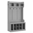 Maklaine Engineered Wood 40W Hall Tree and Shoe Bench with Shelves in Gray
