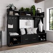 Maklaine Engineered Wood 24W Hall Tree & Shoe Bench w/ Drawer in Black Oak