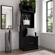 Maklaine Engineered Wood 24W Hall Tree & Shoe Bench w/ Drawer in Black Oak