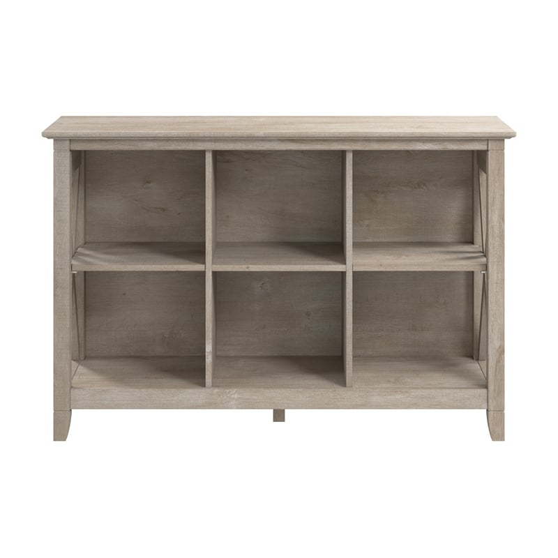 Maklaine Farmhouse Engineered Wood 6 Cube Bookcase in Washed Gray