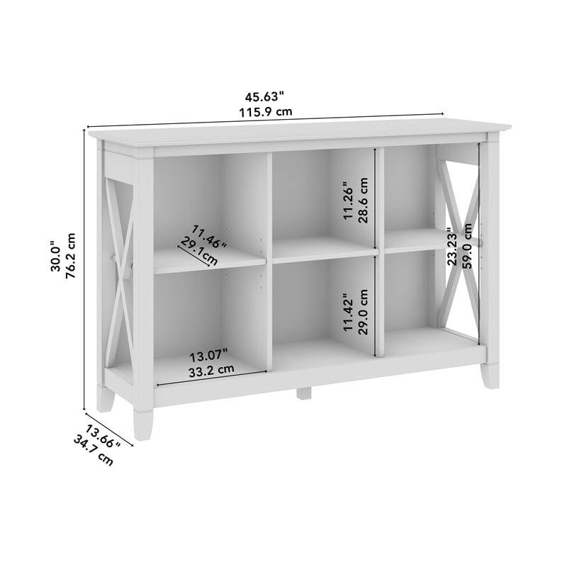 Maklaine Farmhouse Engineered Wood 6 Cube Bookcase in Pure White Oak