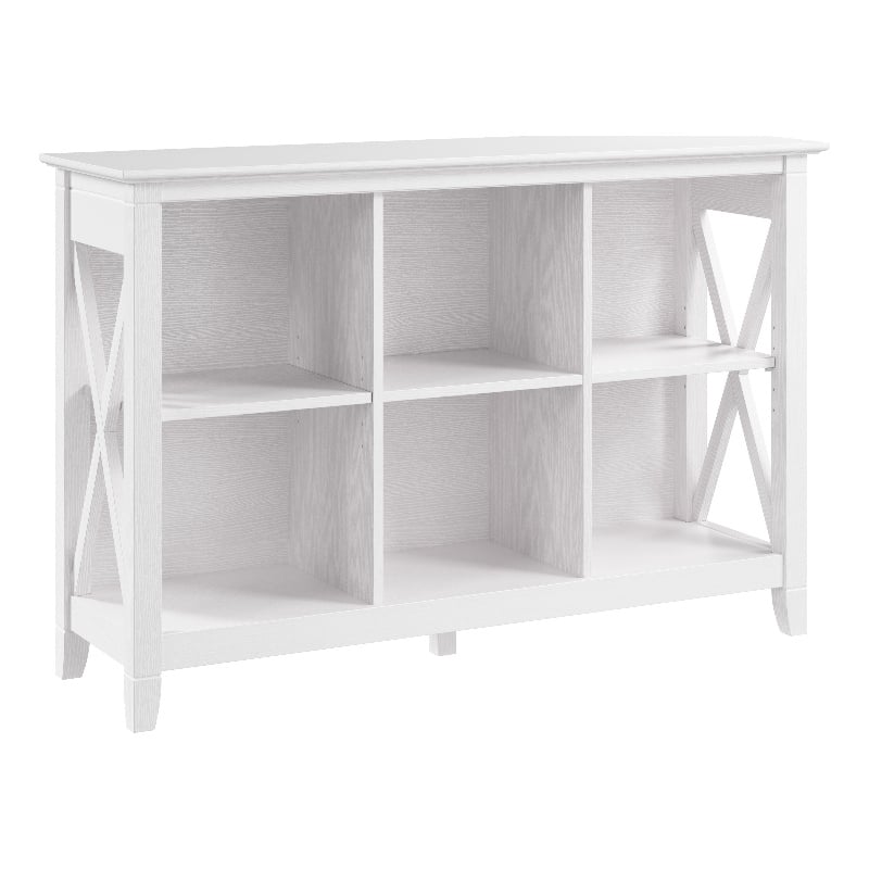 Maklaine Farmhouse Engineered Wood 6 Cube Bookcase in Pure White Oak