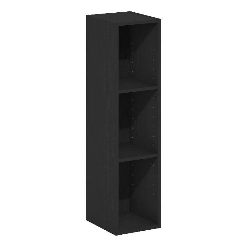 Maklaine 3-Tier Storage Shelf Bookcase in 8-Inch Width in Blackwood