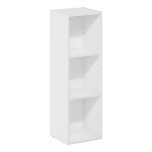 Maklaine 3-Tier Storage Shelf Bookcase in 10-Inch Width in White