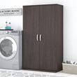 Maklaine Engineered Wood Tall Linen Cabinet with Doors in Storm Gray