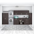 Maklaine Engineered Wood Tall Linen Cabinet with Doors in Storm Gray