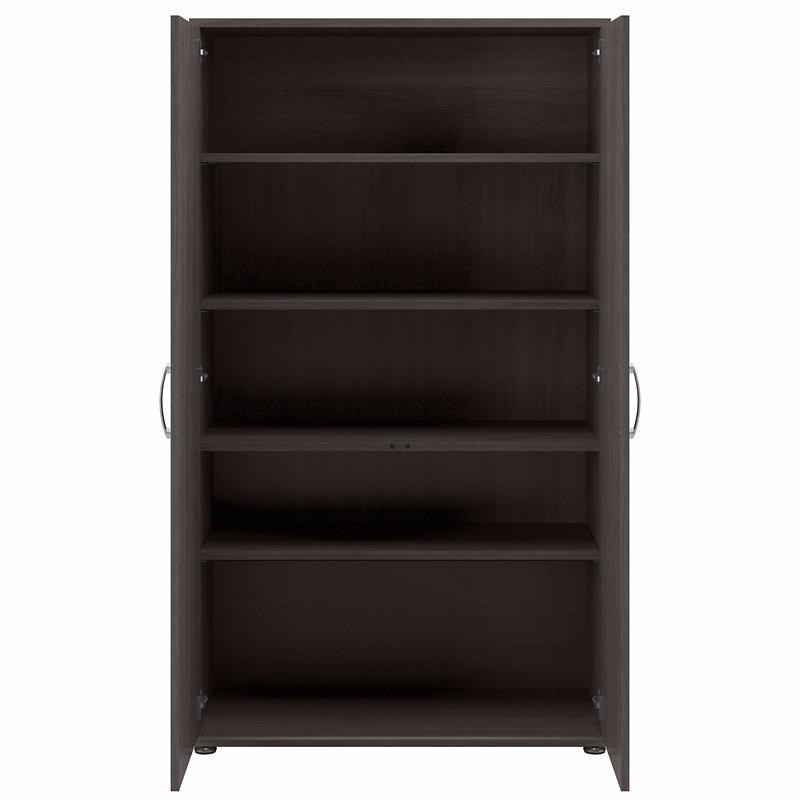 Maklaine Engineered Wood Tall Linen Cabinet with Doors in Storm Gray