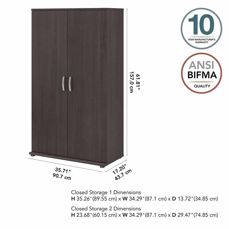 Maklaine Engineered Wood Tall Linen Cabinet with Doors in Storm Gray