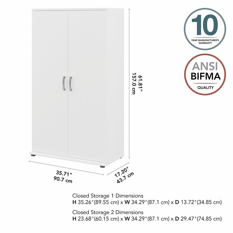 Maklaine Engineered Wood Tall Linen Cabinet with Doors in White