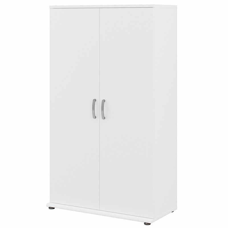 Maklaine Engineered Wood Tall Linen Cabinet with Doors in White