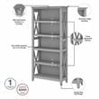 Maklaine Engineered Wood Tall 5 Shelf Bookcase in Cape Cod Gray