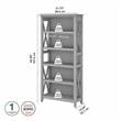 Maklaine Engineered Wood Tall 5 Shelf Bookcase in Cape Cod Gray