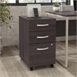 Maklaine Engineered Wood 3 Drawer Mobile File Cabinet in Storm Gray