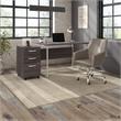 Maklaine Engineered Wood 3 Drawer Mobile File Cabinet in Storm Gray