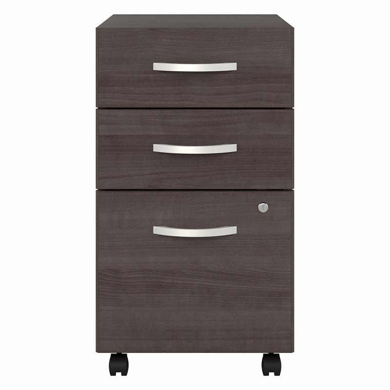 Maklaine Engineered Wood 3 Drawer Mobile File Cabinet in Storm Gray