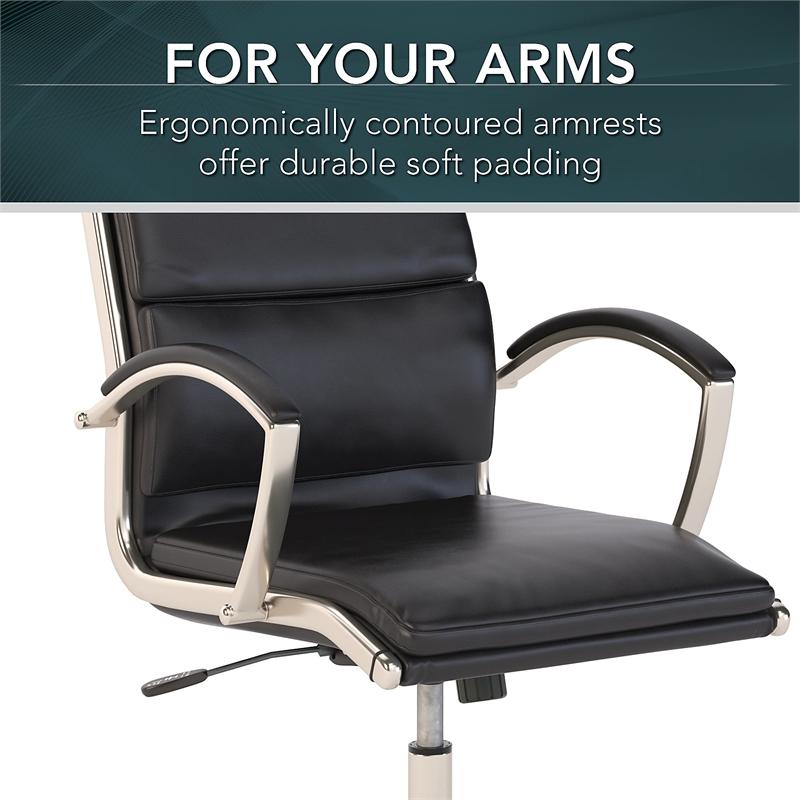 Maklaine Transitional High Back Leather Executive Office Chair in Black