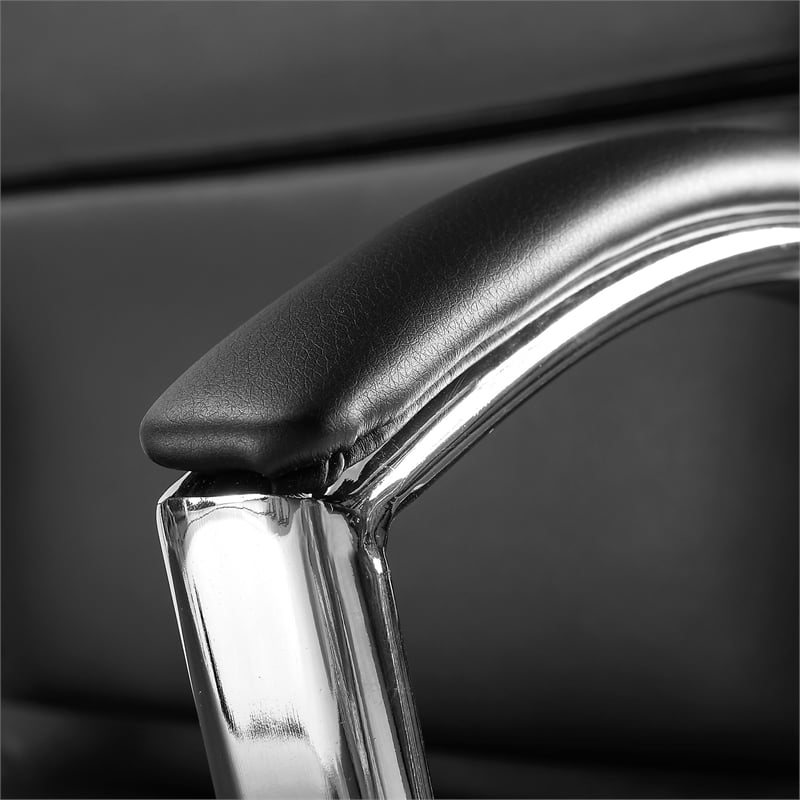 Maklaine Transitional High Back Leather Executive Office Chair in Black